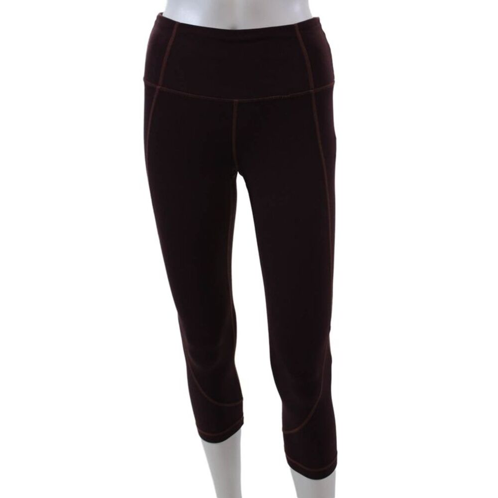 Athleta Womens Mid Rise Pull On Cropped Leggings Purple Orange Size Small